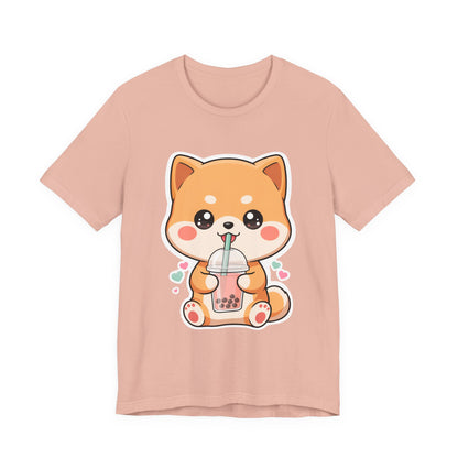 Kawaii Shiba Bubble Tea T-Shirt for Boba Lovers