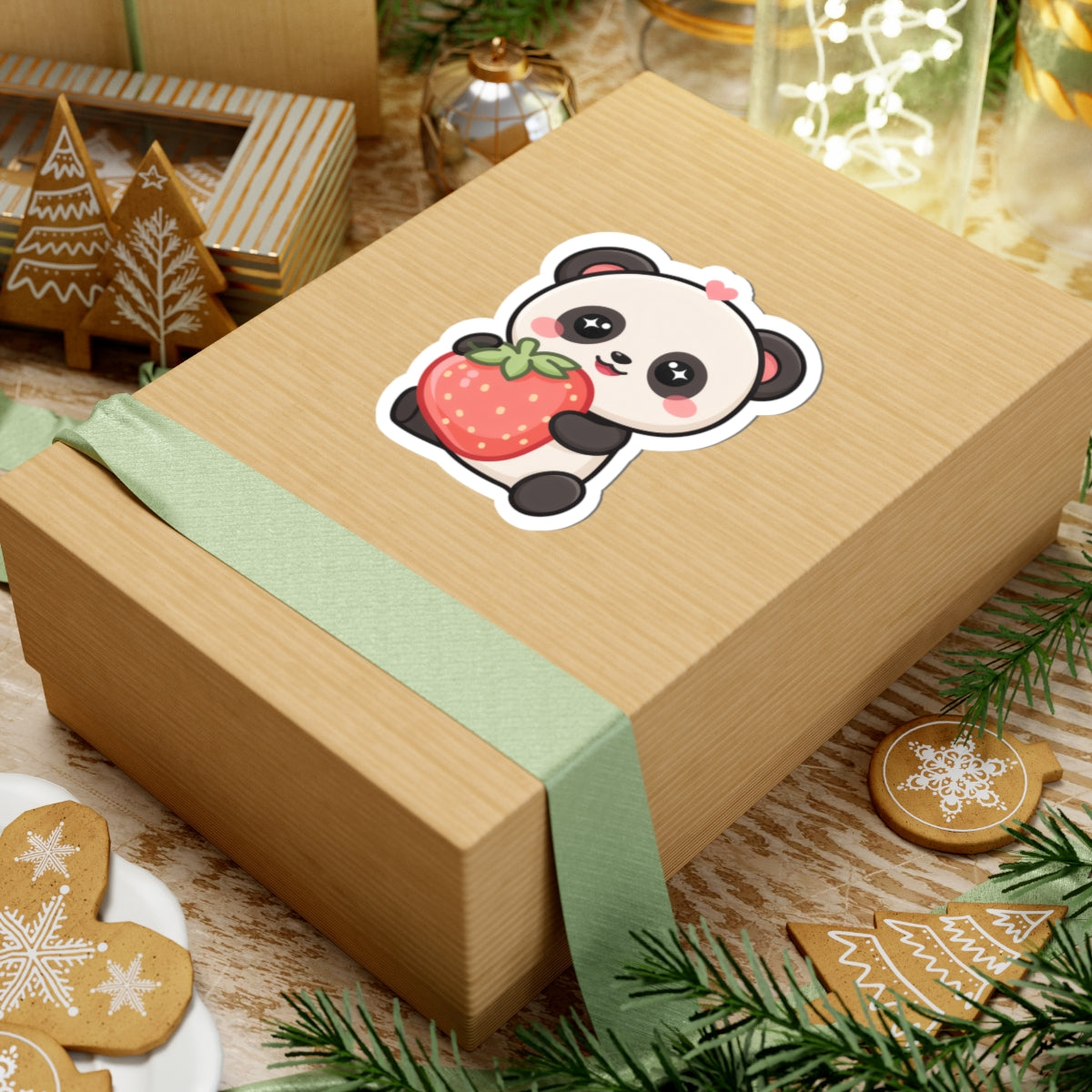 Kawaii Panda Strawberry Sticker for Sweet Little Joys