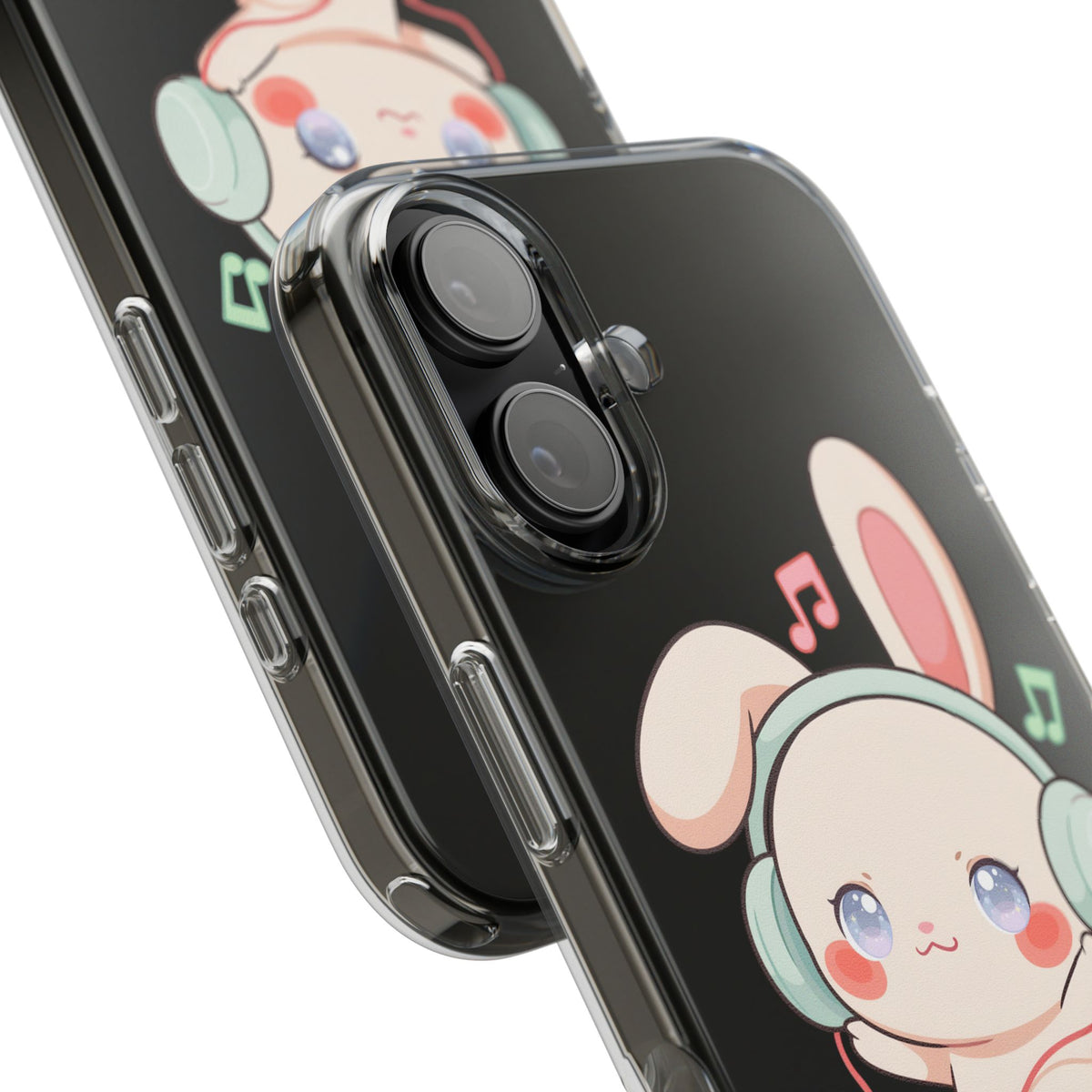 Kawaii Bunny Phone Case, Cute Music Lover Gift