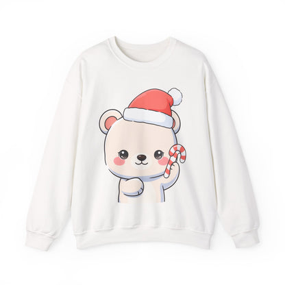 Kawaii Polar Bear Christmas Sweatshirt, Santa Cub Crewneck