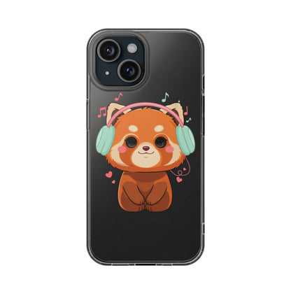 Red Panda Phone Case, Kawaii Music Lover Clear Case