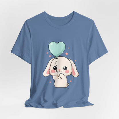 Kawaii Bunny T-Shirt with Balloon – Cute Chibi Rabbit Tee