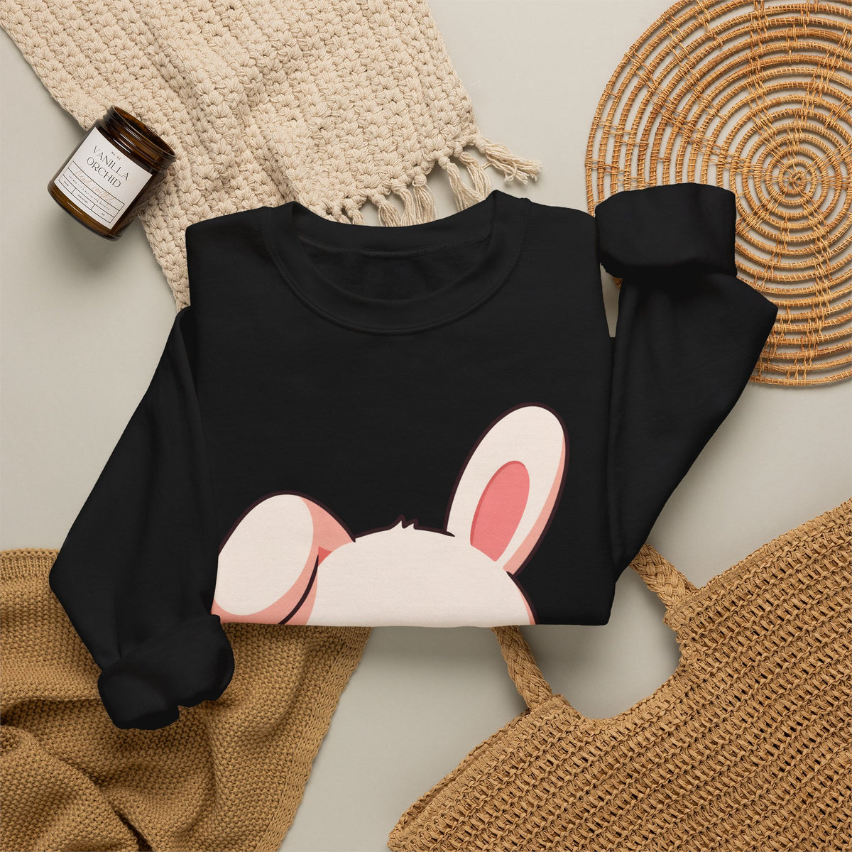 Kawaii Bunny Sweatshirt, Cute Latte Lover Crewneck