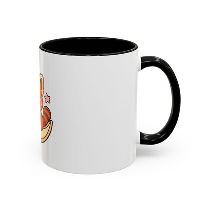 Red Panda Accent Coffee Mug, Kawaii Crescent Moon