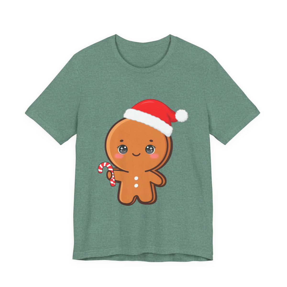 Gingerbread Man Christmas T-Shirt, Cute Kawaii Holiday Tee