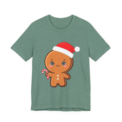 Gingerbread Man Christmas T-Shirt, Cute Kawaii Holiday Tee