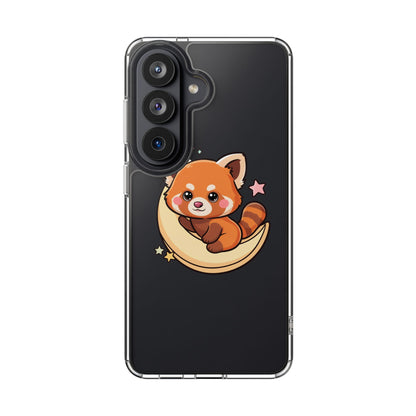 Red Panda Phone Case, Kawaii Moon Companion