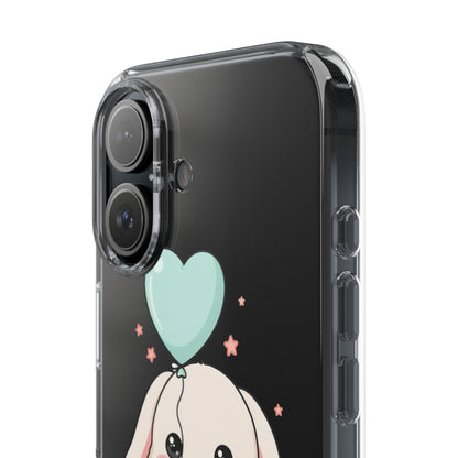 Kawaii Bunny Phone Case with Balloon, Clear Impact-Resistant