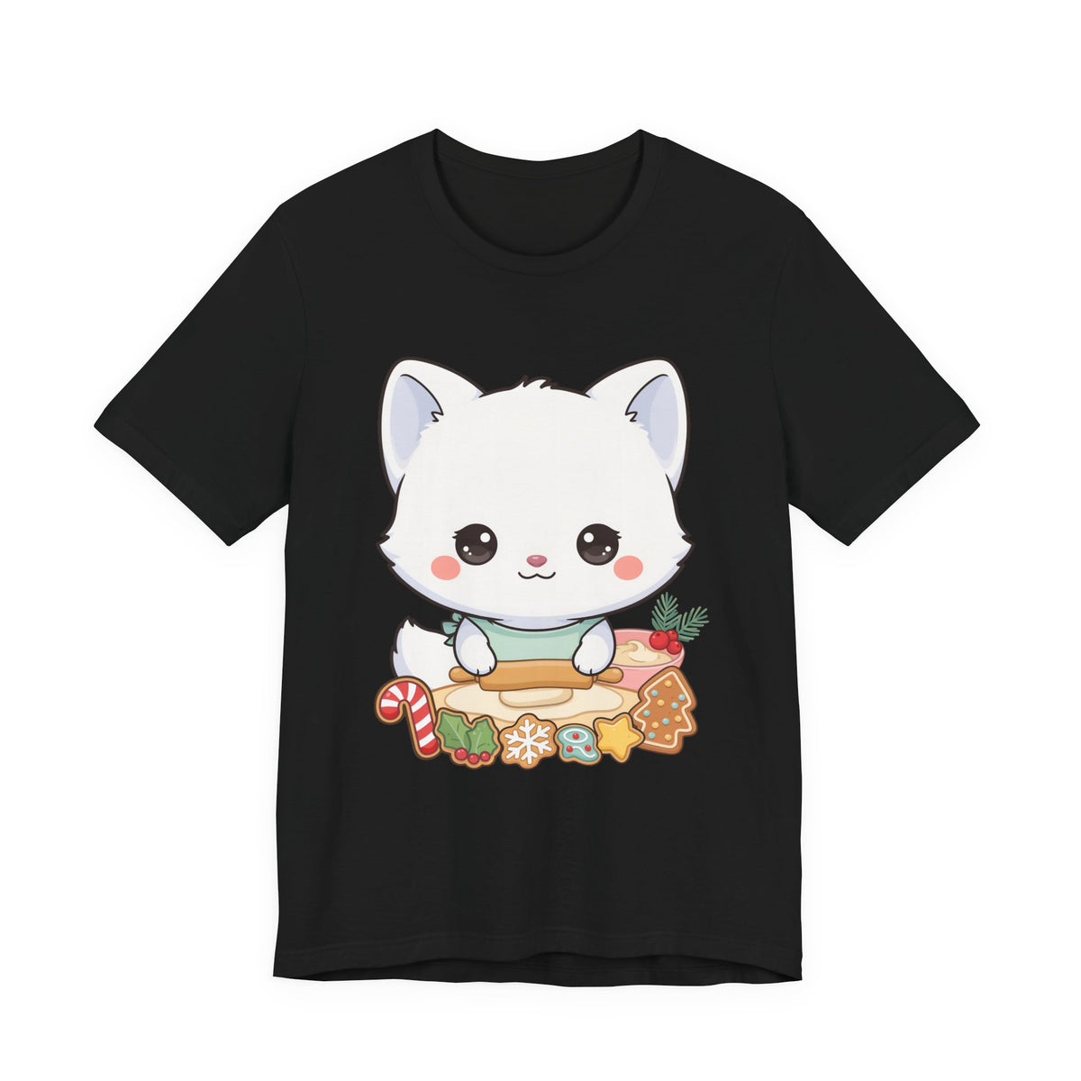 Kawaii Arctic Fox Christmas Baking T-Shirt