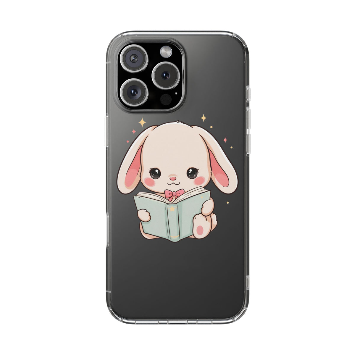 Kawaii Reading Bunny Clear Impact-Resistant Case
