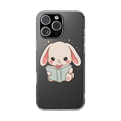Kawaii Reading Bunny Clear Impact-Resistant Case