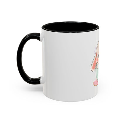 Kawaii Bunny Accent Coffee Mug, Cute Gift for Bunny Lovers