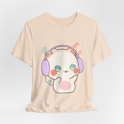 Kawaii Cat Music Lover T-Shirt, Cute Headphone Kitty Tee