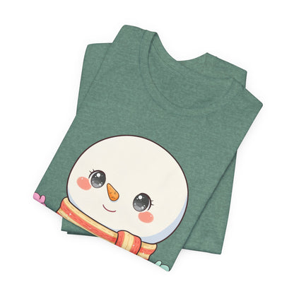 Kawaii Snowman Christmas T-Shirt for Cute Holiday Cheer