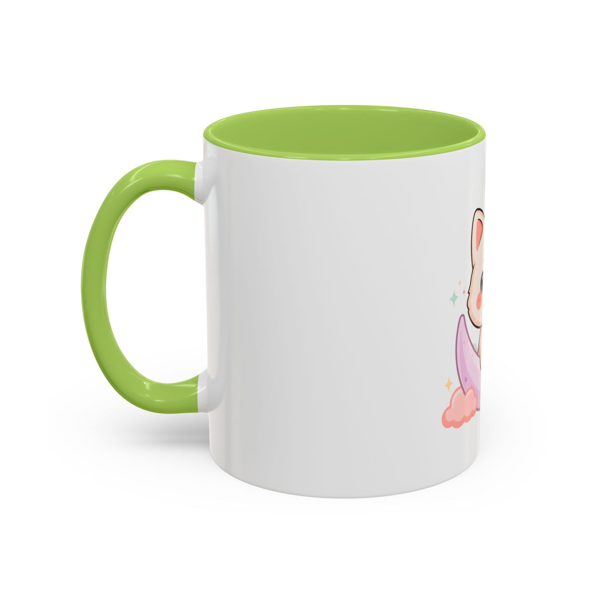 Kawaii Cat Moon Accent Coffee Mug, Cute Cat Lover Gift