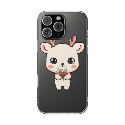 Kawaii Christmas Reindeer Clear Phone Case Gift