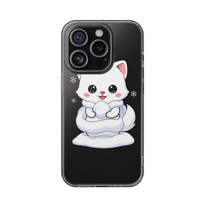 Kawaii Arctic Fox Phone Case, Cute Snow Day Gift