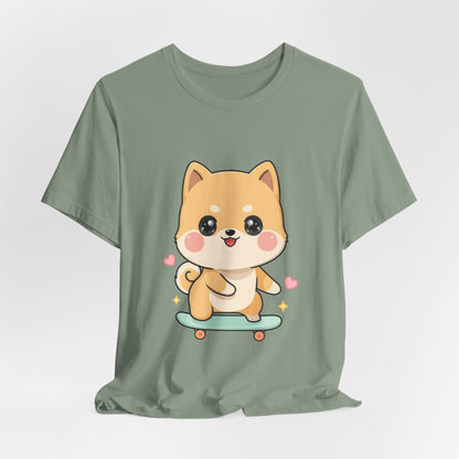 Kawaii Shiba Inu Skateboarder Tee for Dog Lovers