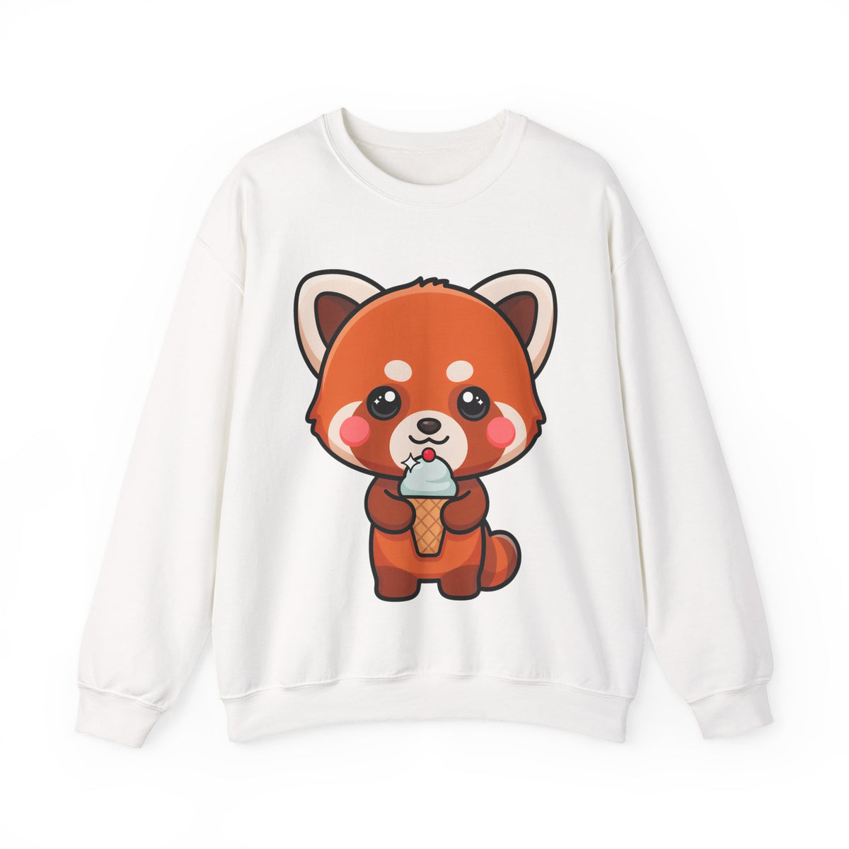 Kawaii Red Panda Sweatshirt, Cute Ice Cream Animal Crewneck