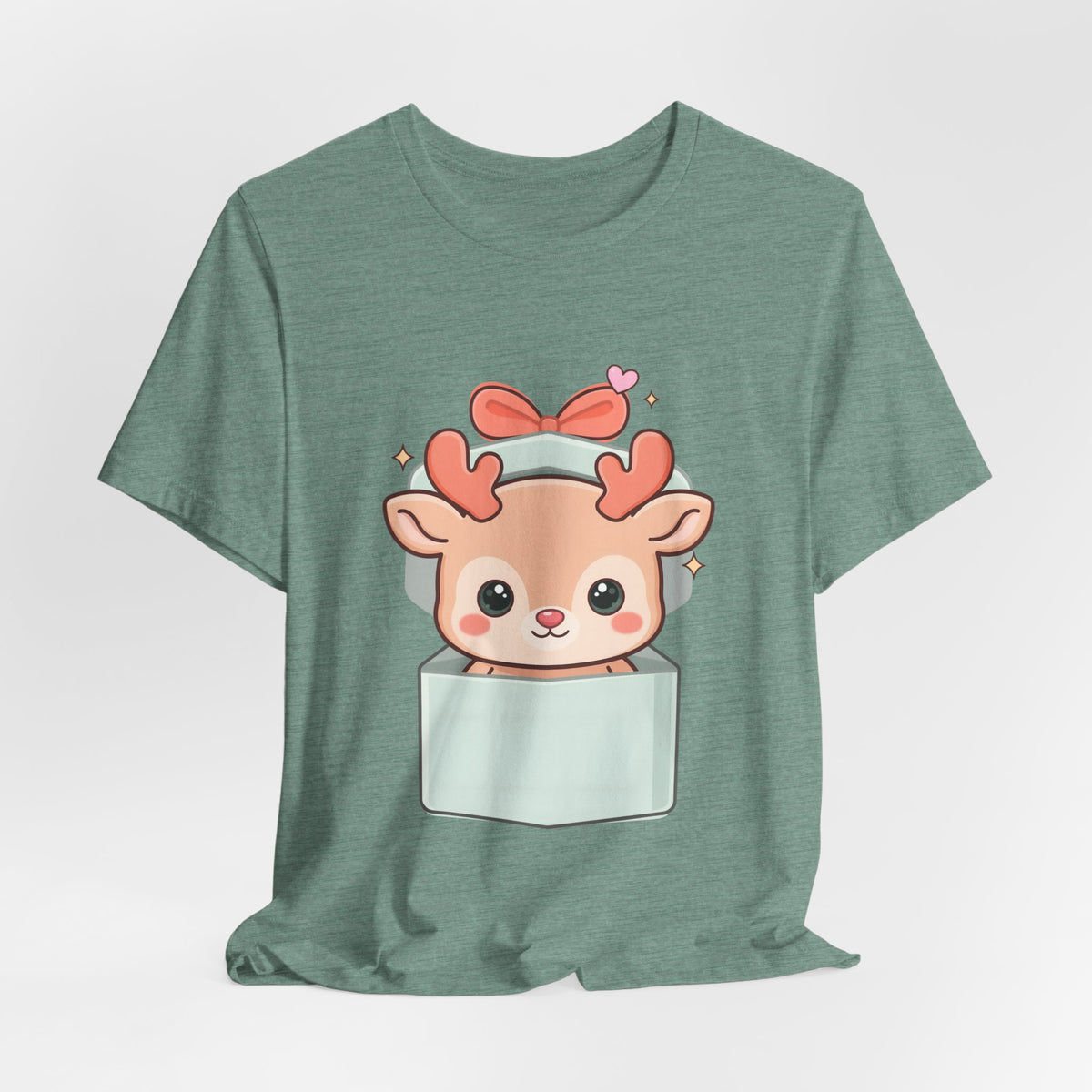 Kawaii Reindeer T-Shirt – Cute Gift Box Christmas Tee