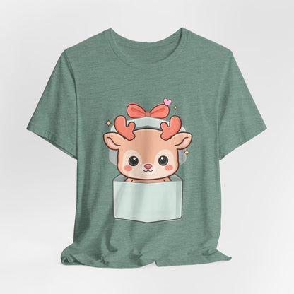 Kawaii Reindeer T-Shirt – Cute Gift Box Christmas Tee