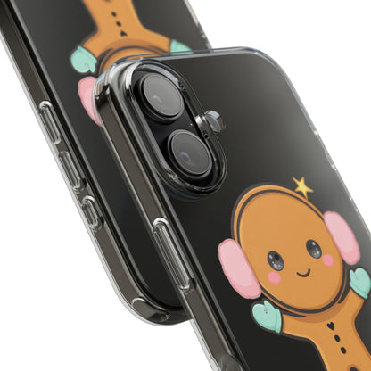 Kawaii Gingerbread Phone Case, Cute Winter Character