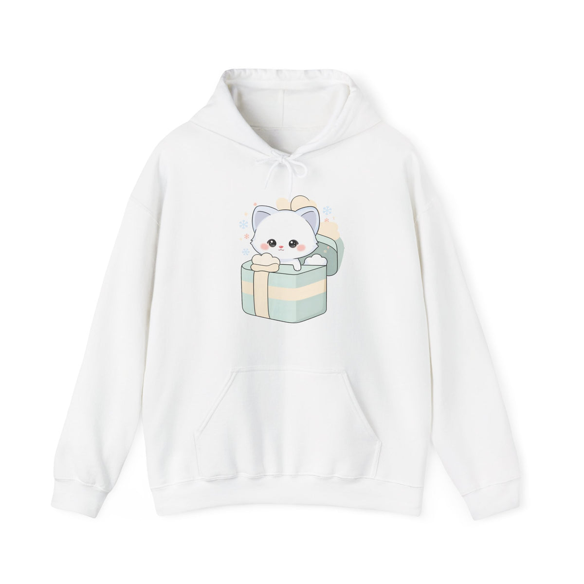 Kawaii Arctic Fox Hoodie, Cute Gift Box Sweatshirt
