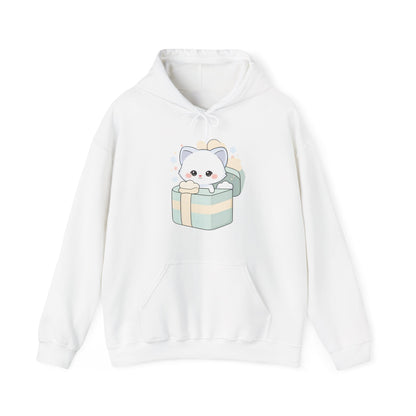 Kawaii Arctic Fox Hoodie, Cute Gift Box Sweatshirt