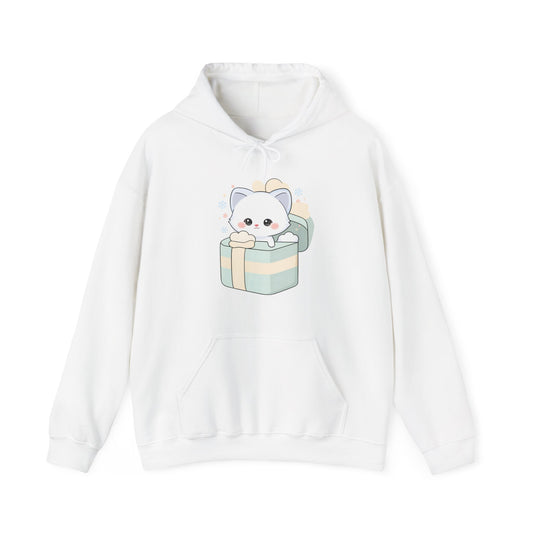 Kawaii Arctic Fox Hoodie, Cute Gift Box Sweatshirt
