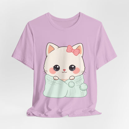 Kawaii Cat T-Shirt, Cozy Blanket Kitty for Cat Lovers