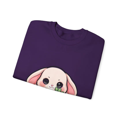 Kawaii Bunny Sweatshirt Hugging a Strawberry