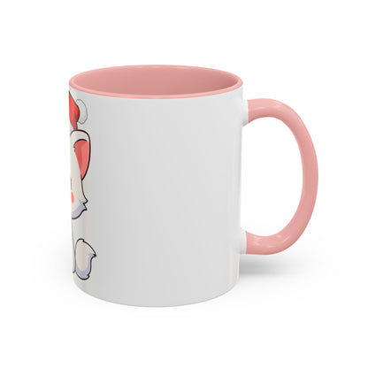 Kawaii Arctic Fox Christmas Mug, Cute Santa Fox Accent Coffee Mug