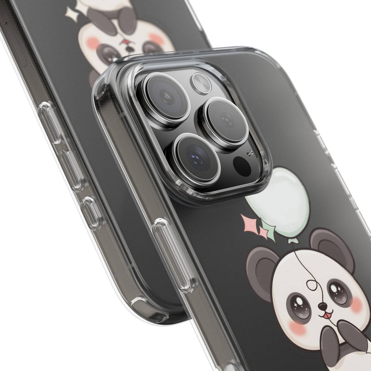Kawaii Panda Clear Phone Case with Balloon
