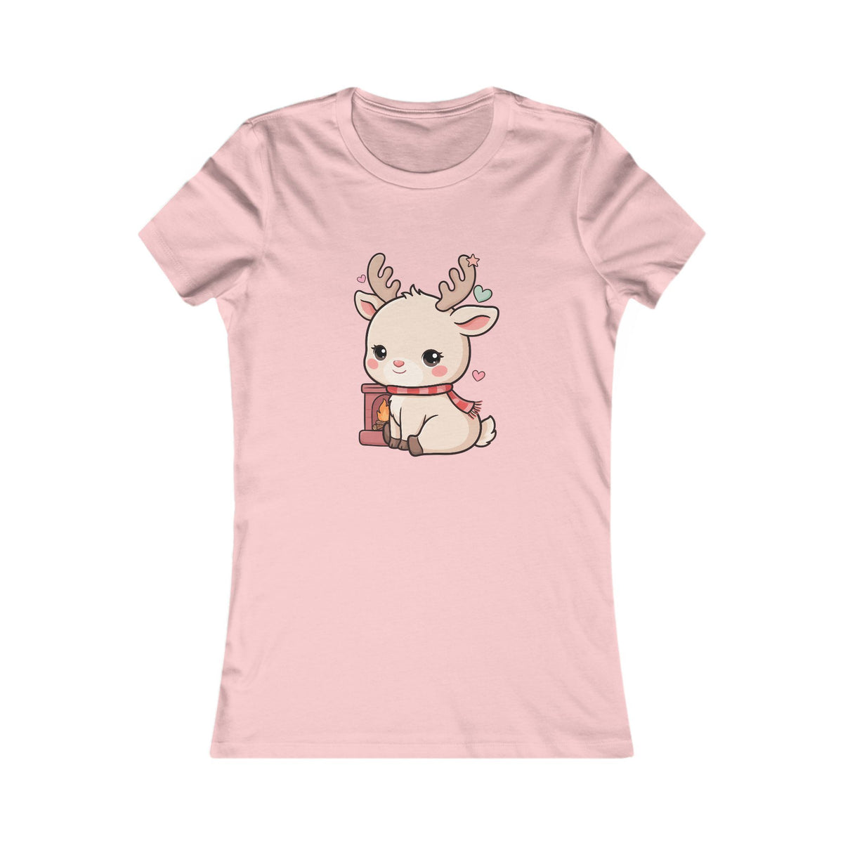 Kawaii Reindeer Women's Tee for Cozy Holiday Fans