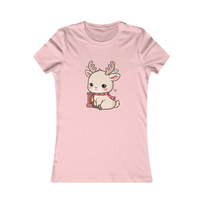 Kawaii Reindeer Women's Tee for Cozy Holiday Fans