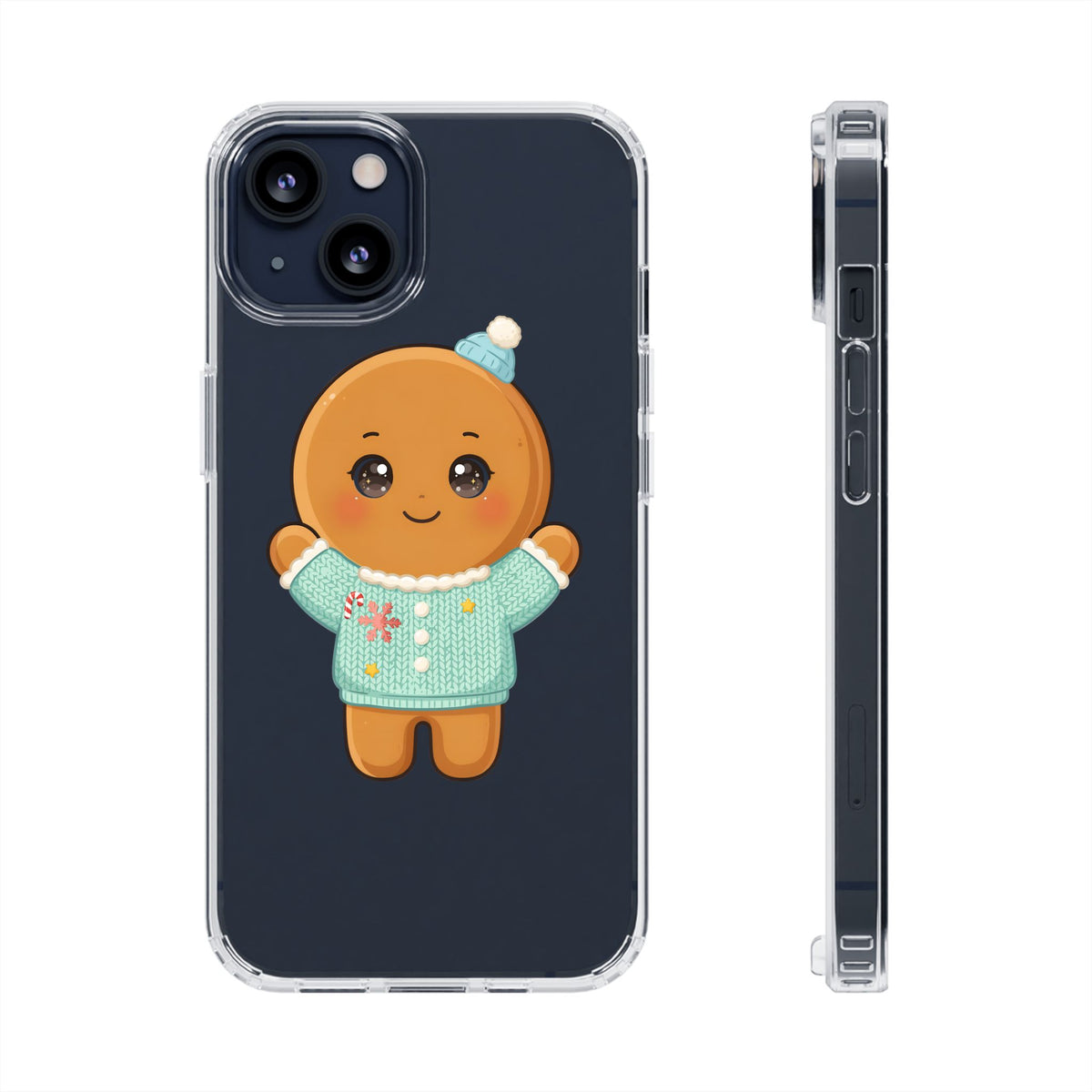 Kawaii Gingerbread Phone Case, Cute Christmas Sweater Cookie