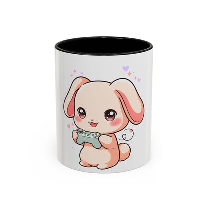 Gamer Bunny Accent Coffee Mug for Kawaii Game Lovers