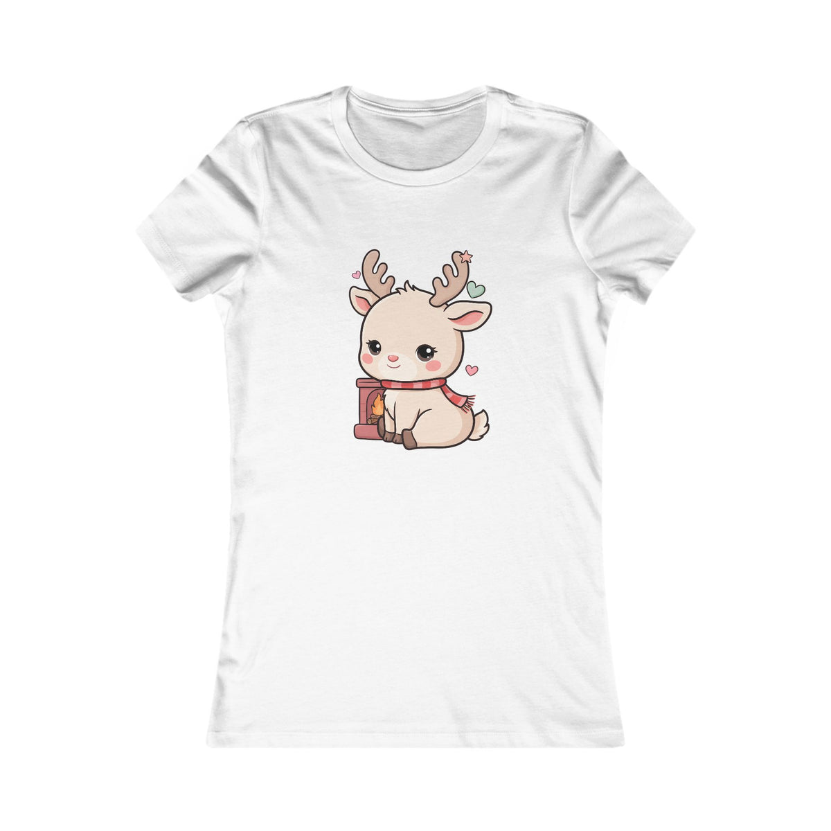 Kawaii Reindeer Women's Tee for Cozy Holiday Fans