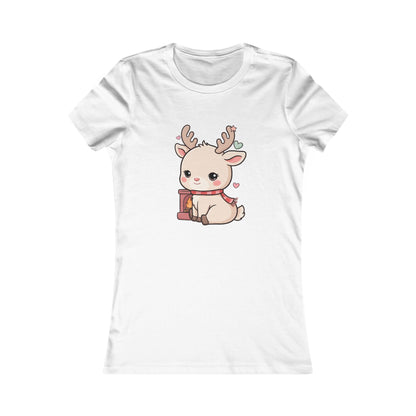 Kawaii Reindeer Women's Tee for Cozy Holiday Fans