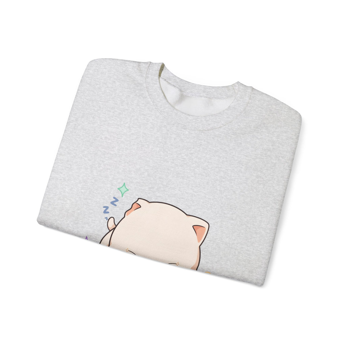 Kawaii Sleeping Cat Sweatshirt, Cozy Cloud Cat Crewneck