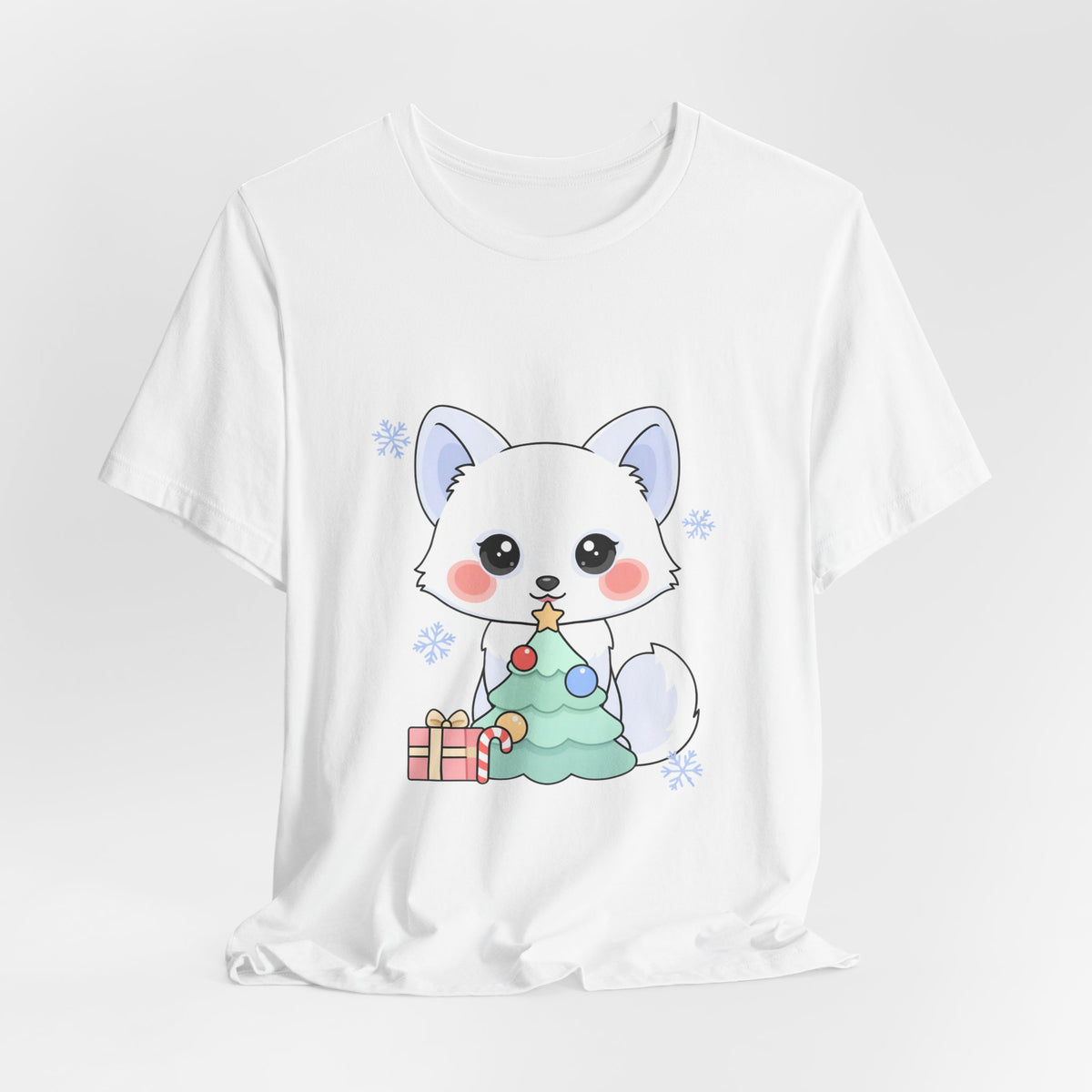 Kawaii Christmas Fox T-Shirt for Cozy Holiday Decorating