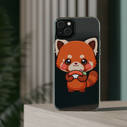 Red Panda Sushi Phone Case, Cute Kawaii Clear Case