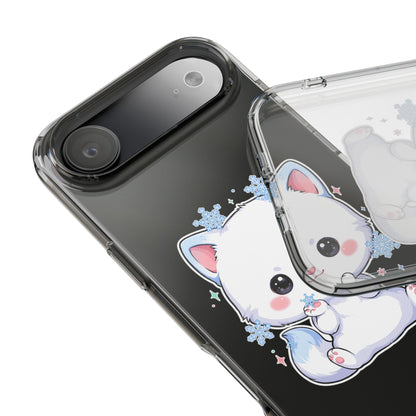 Kawaii Arctic Fox Phone Case, Cute Snowflake Clear Case