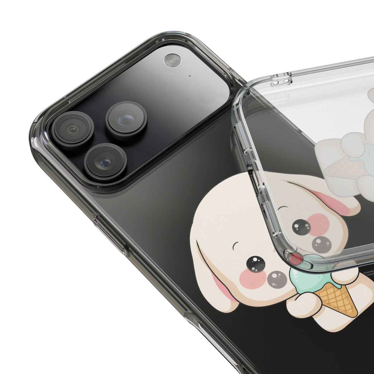 Kawaii Bunny Phone Case, Ice Cream Cutie Clear Case