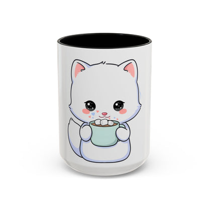 Kawaii Arctic Fox Mug – Cute Cocoa Lover Accent Coffee Mug
