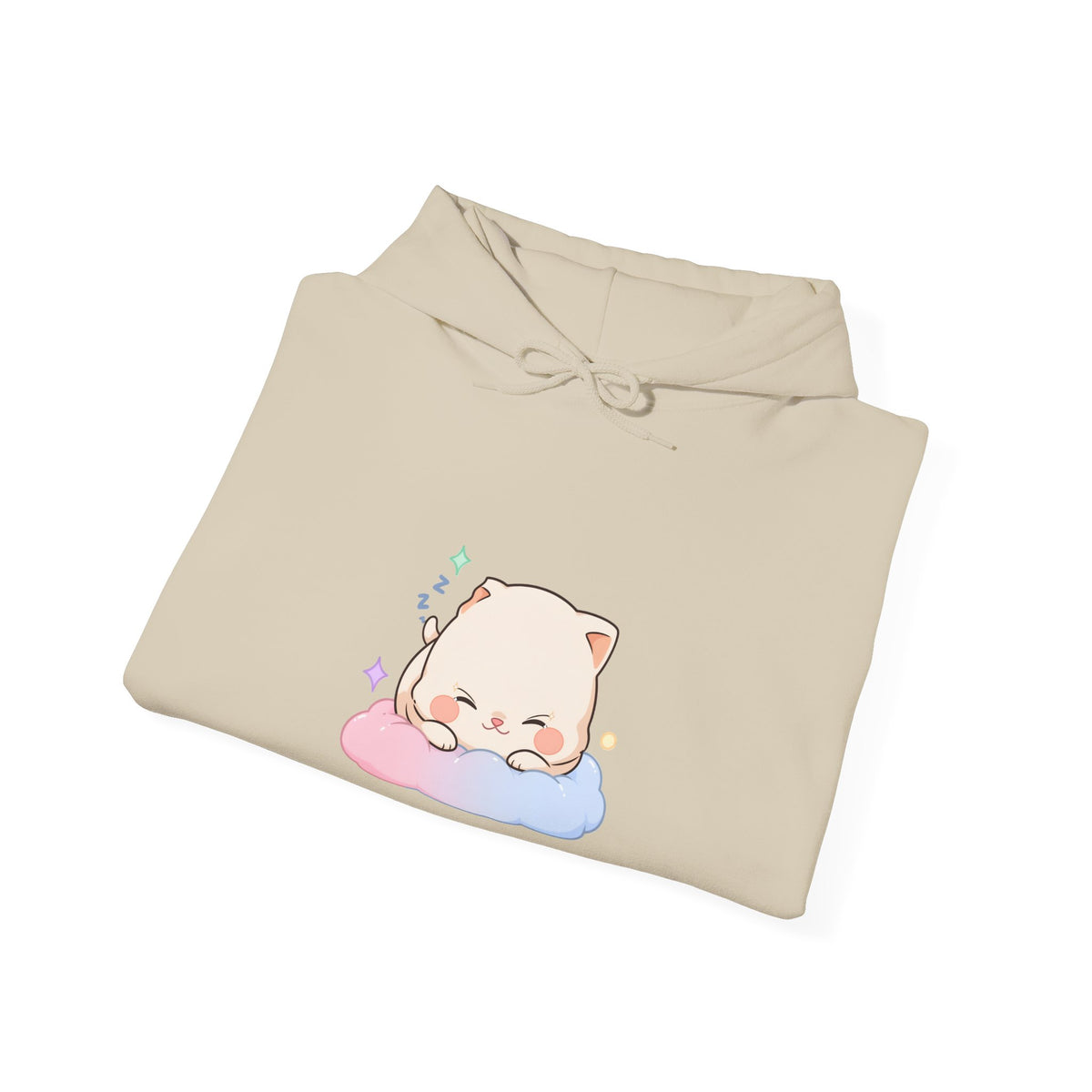 Kawaii Sleeping Cat Hoodie, Cozy Cloud Cat Sweatshirt