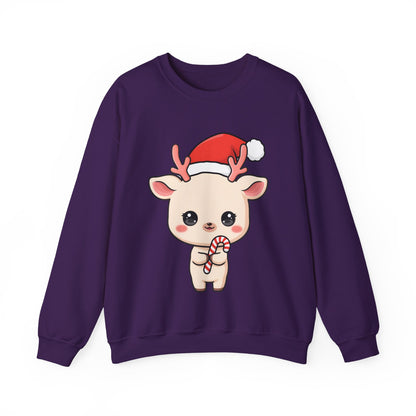 Kawaii Reindeer Christmas Sweatshirt, Cute Holiday Crewneck