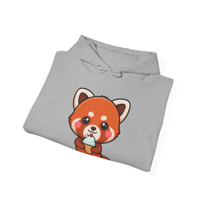 Red Panda Ice Cream Hoodie, Kawaii Animal Sweatshirt