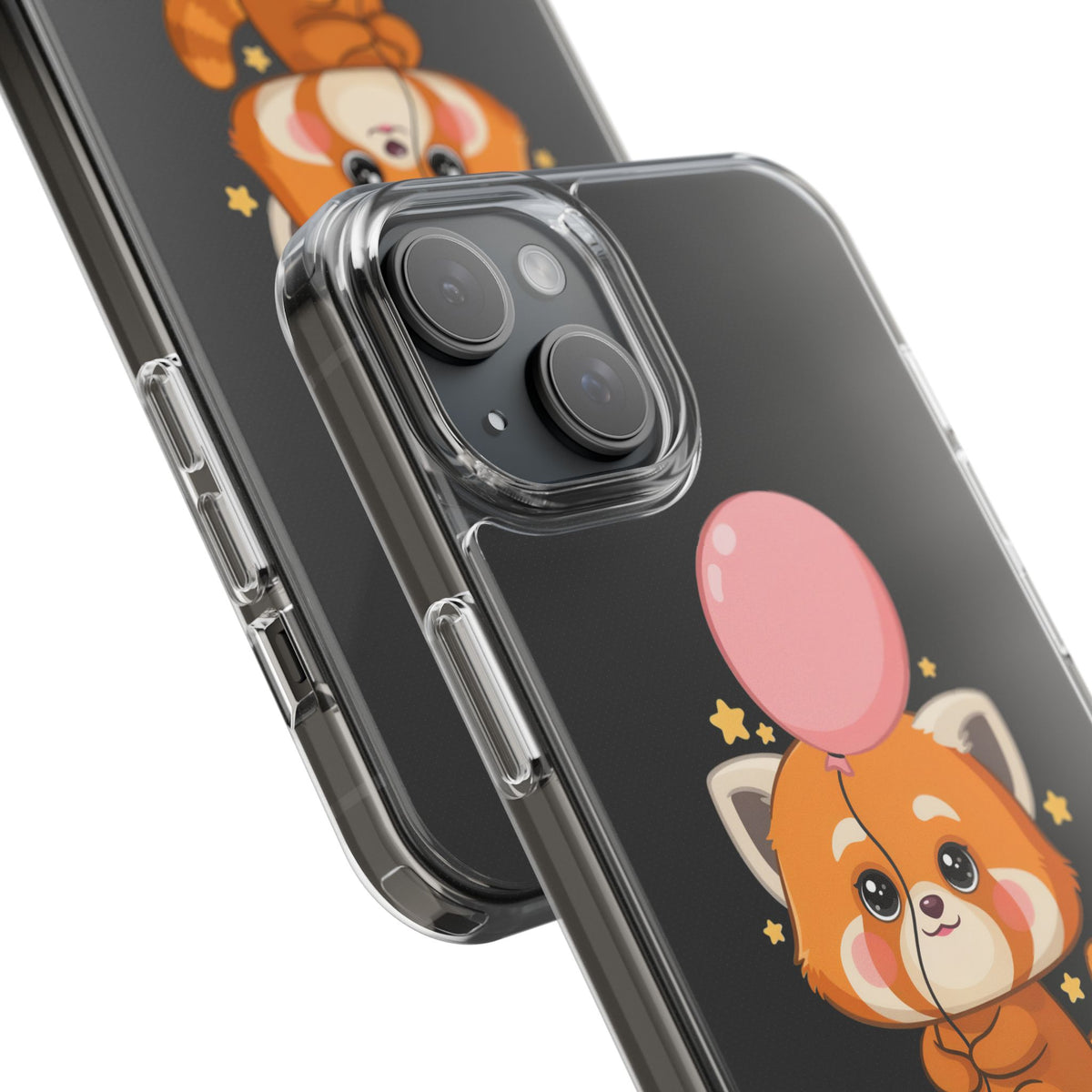 Kawaii Red Panda Clear Impact-Resistant Case with Balloon