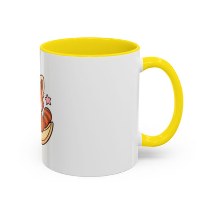 Red Panda Accent Coffee Mug, Kawaii Crescent Moon
